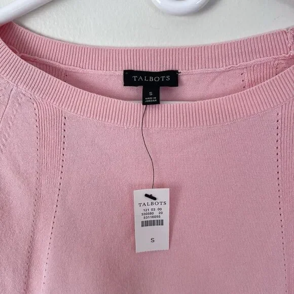 Talbots Pink 3/4 Sleeve Lightweight Knit Sweater Size S NEW Round Neck - Picture 5 of 7